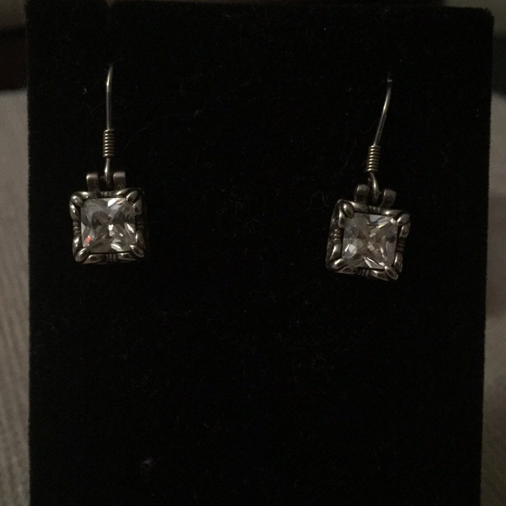 Sterling Silver Cubic Zirconia Dangle Earrings